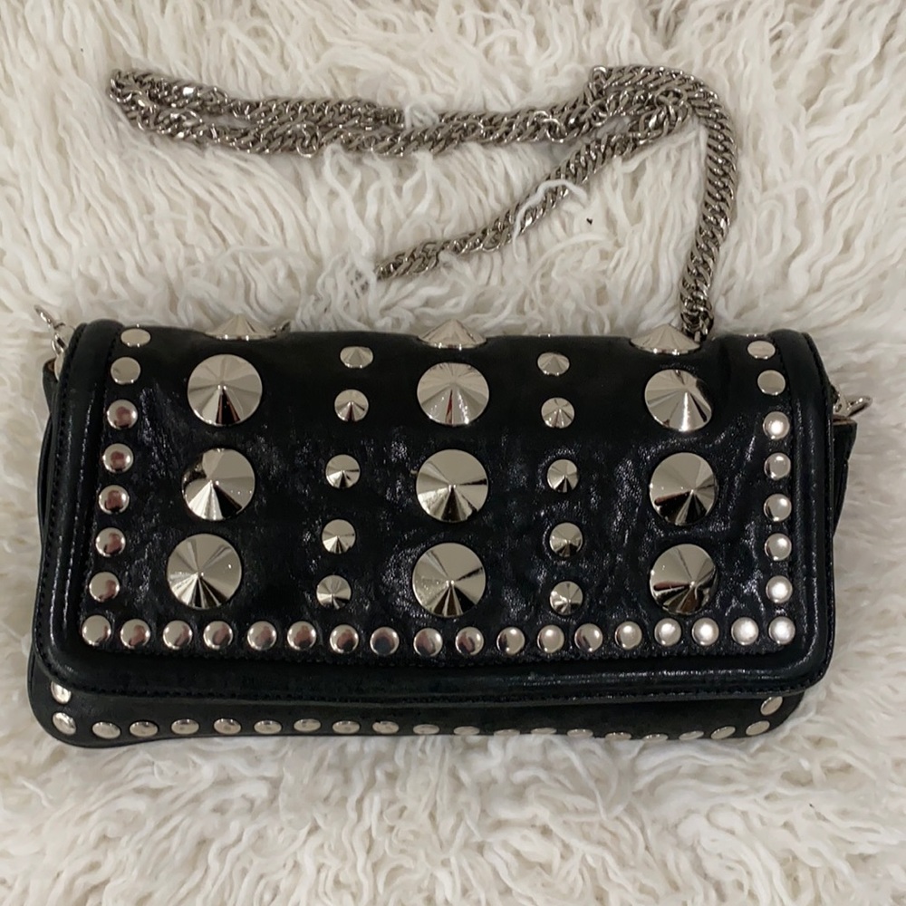 Be&D Studded Black Clutch/ Cross body bag 
Studded in silver leather